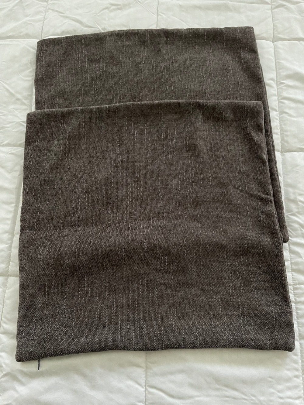 Set of 2 Faux Linen Look Pillow Covers 17x17 Hidden Zipper